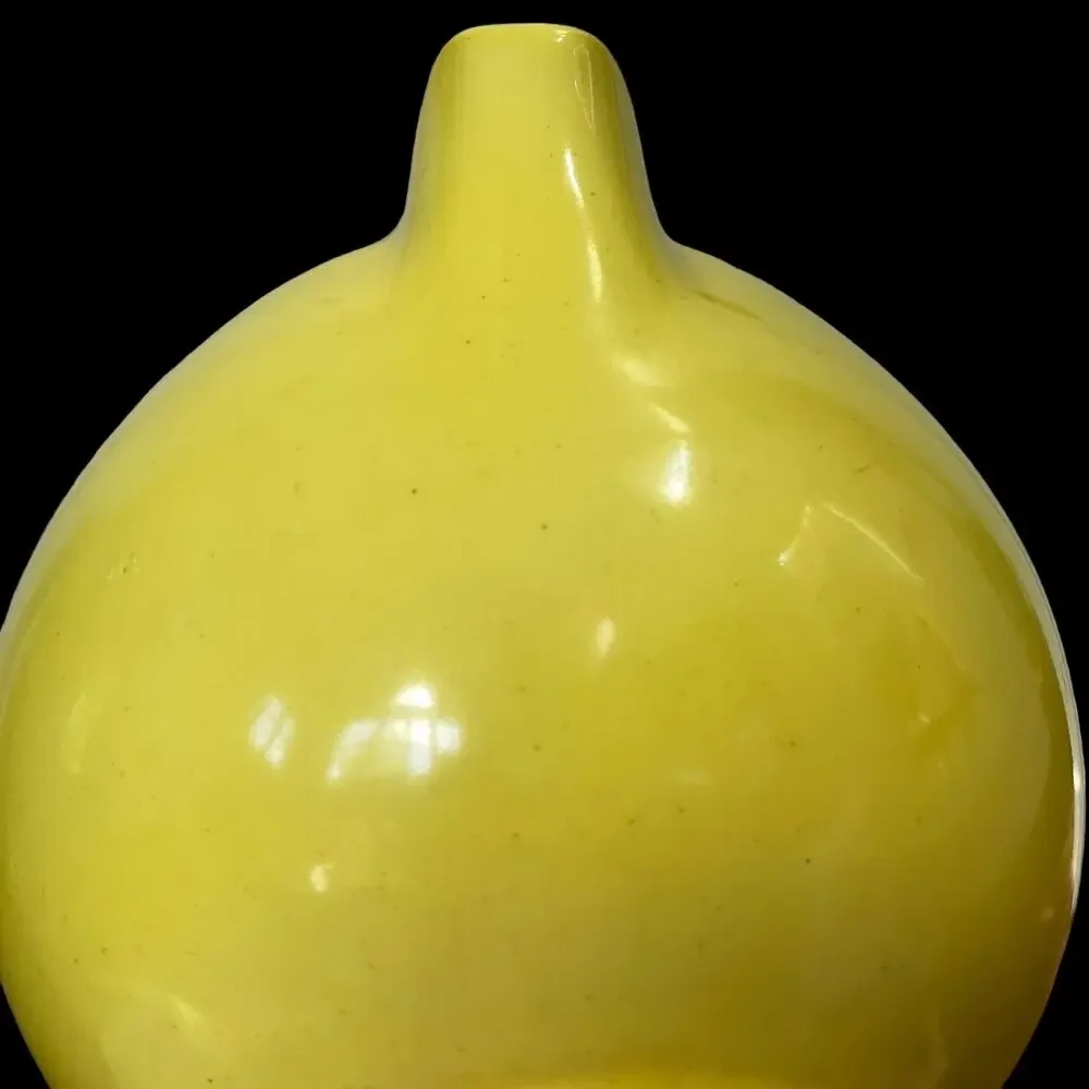 Vintage Yellow Ball Creamer Pitcher Czechoslovakia Mid Century Art Deco READ